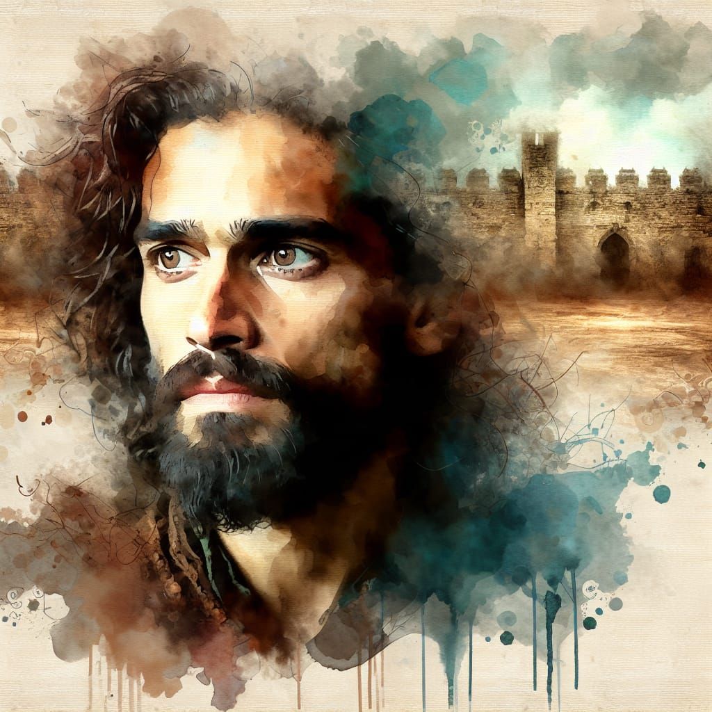 Ancient Warrior Portrait in Watercolour