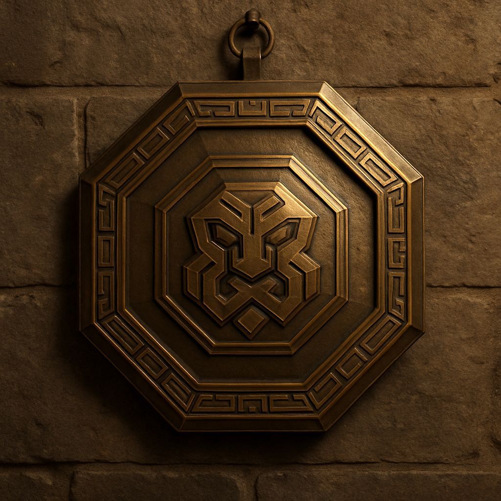 Ornate Dwarven Shield on Stone Wall