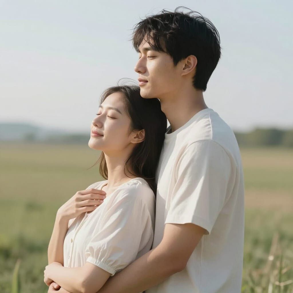 Photorealistic Serene Couple Embracing Self-Love in Nature