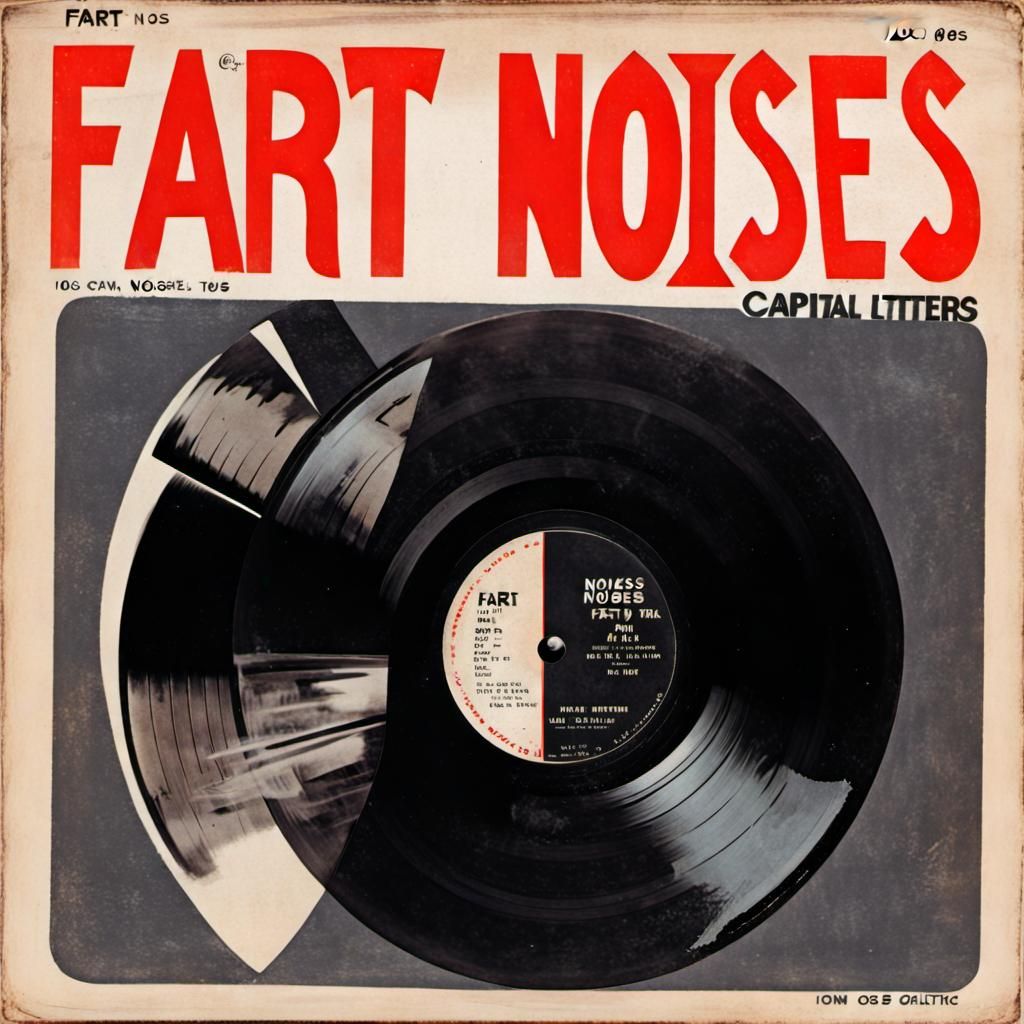 Vintage Vinyl album cover 1960s titled "Fart Noises", capital letters gothic font