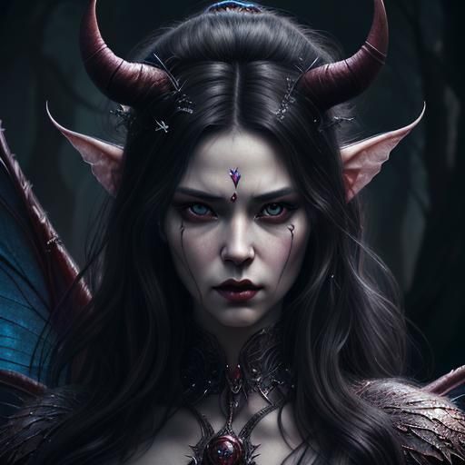 Detailed Demon Woman Portrait in High Resolution
