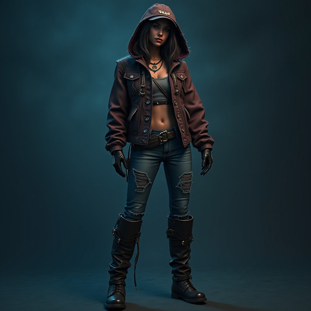 Indian Woman in Distressed Jeans: Digital Concept Art