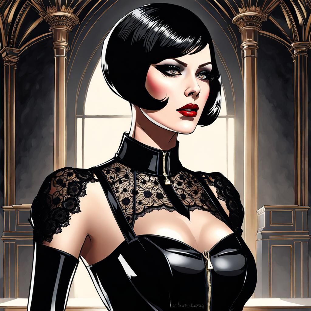 Gothic Latex Beauty: A Dark Art Portrait