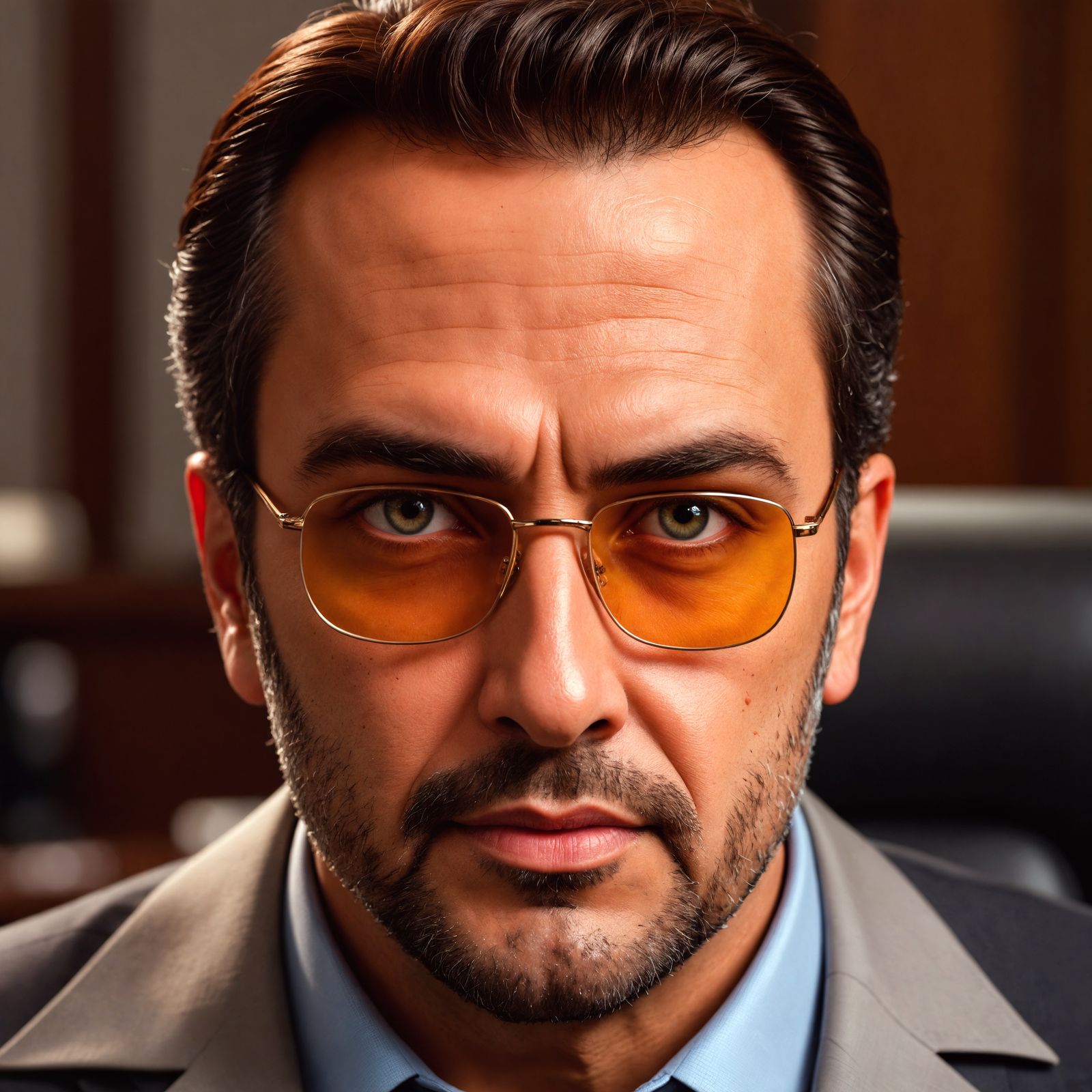 Hyperrealistic Boss in Office Setting, Cinematic HDR