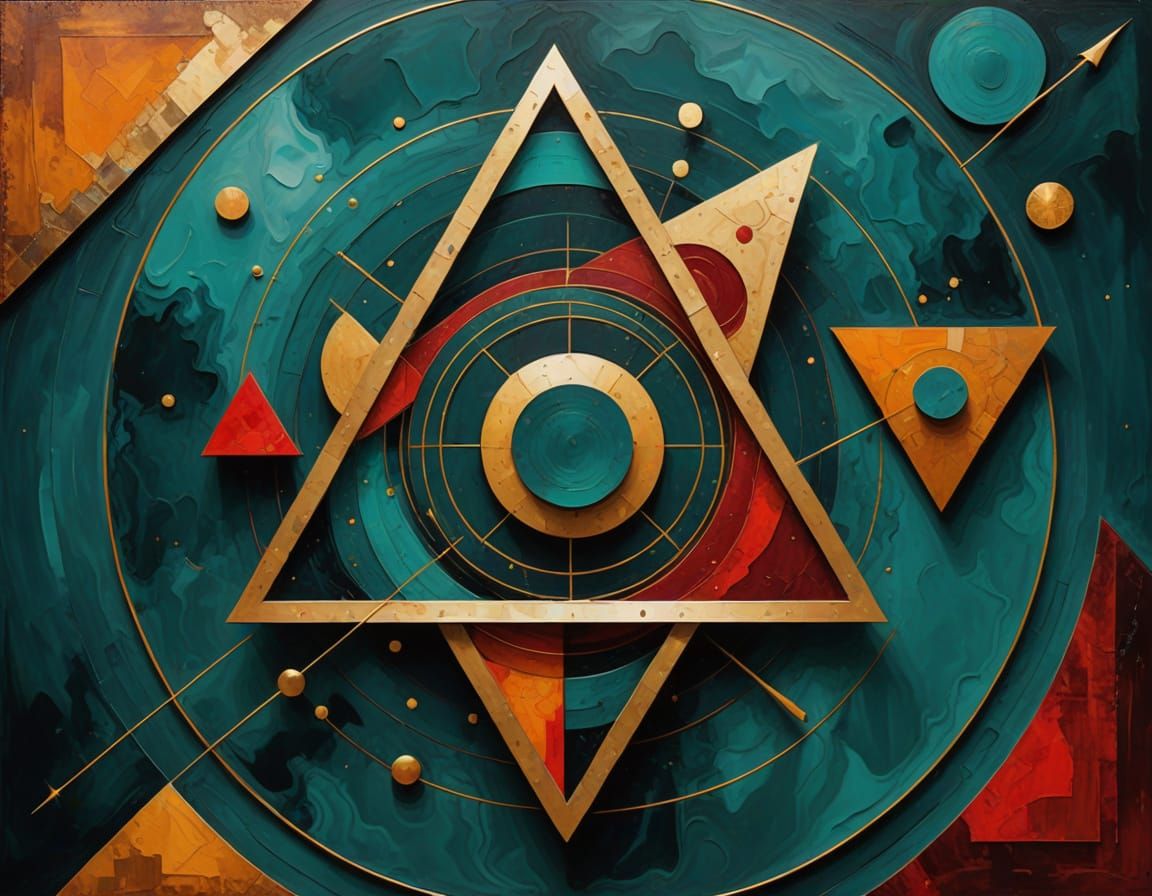 Vibrant Sacred Geometry Artwork with Golden Accents
