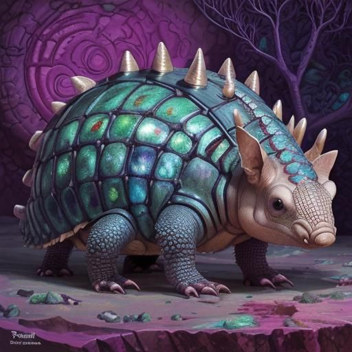 Trilobite-Armadillo Hybrid in Hyperrealistic Oil Painting