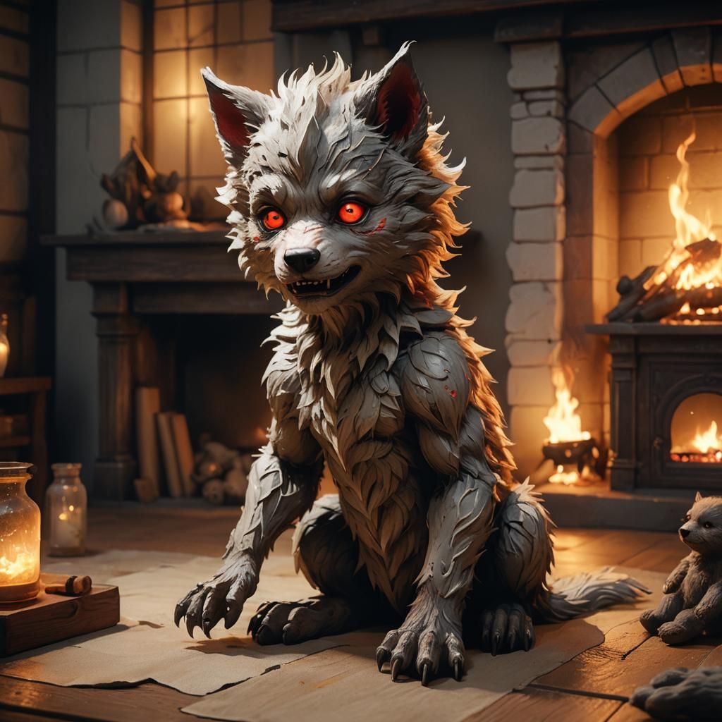 Baby Werewolf's First Transformation in 3D Anime Style