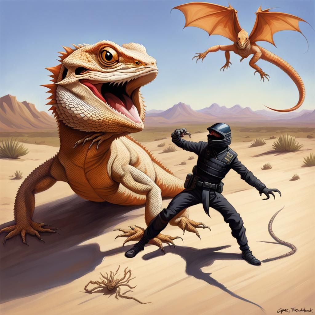 Bearded Dragon Battles Scorpion