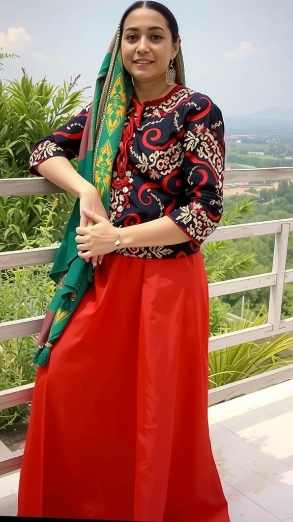 Woman in Elegant Clothing with Impressionist Art Styles