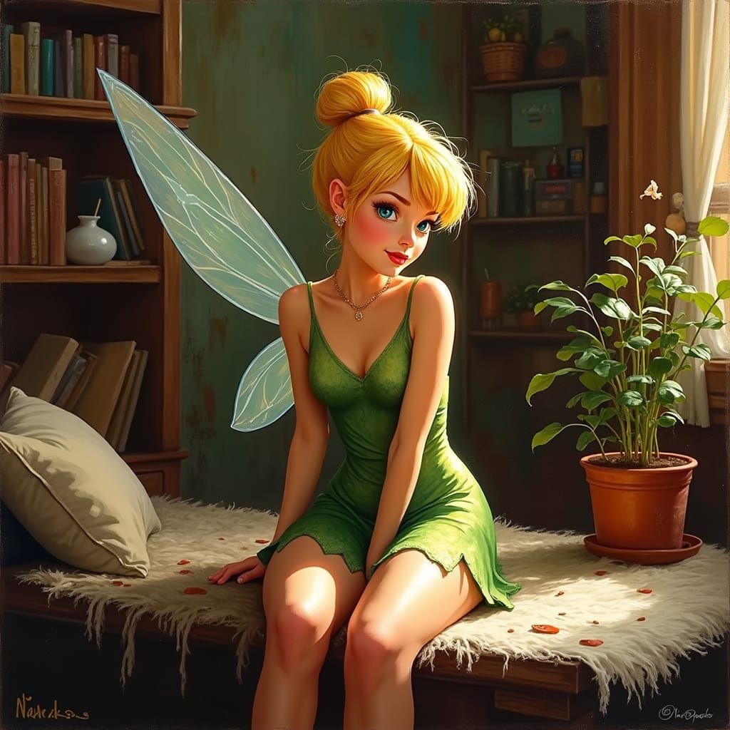 Tinkerbell at Home: Impasto Acrylic Painting