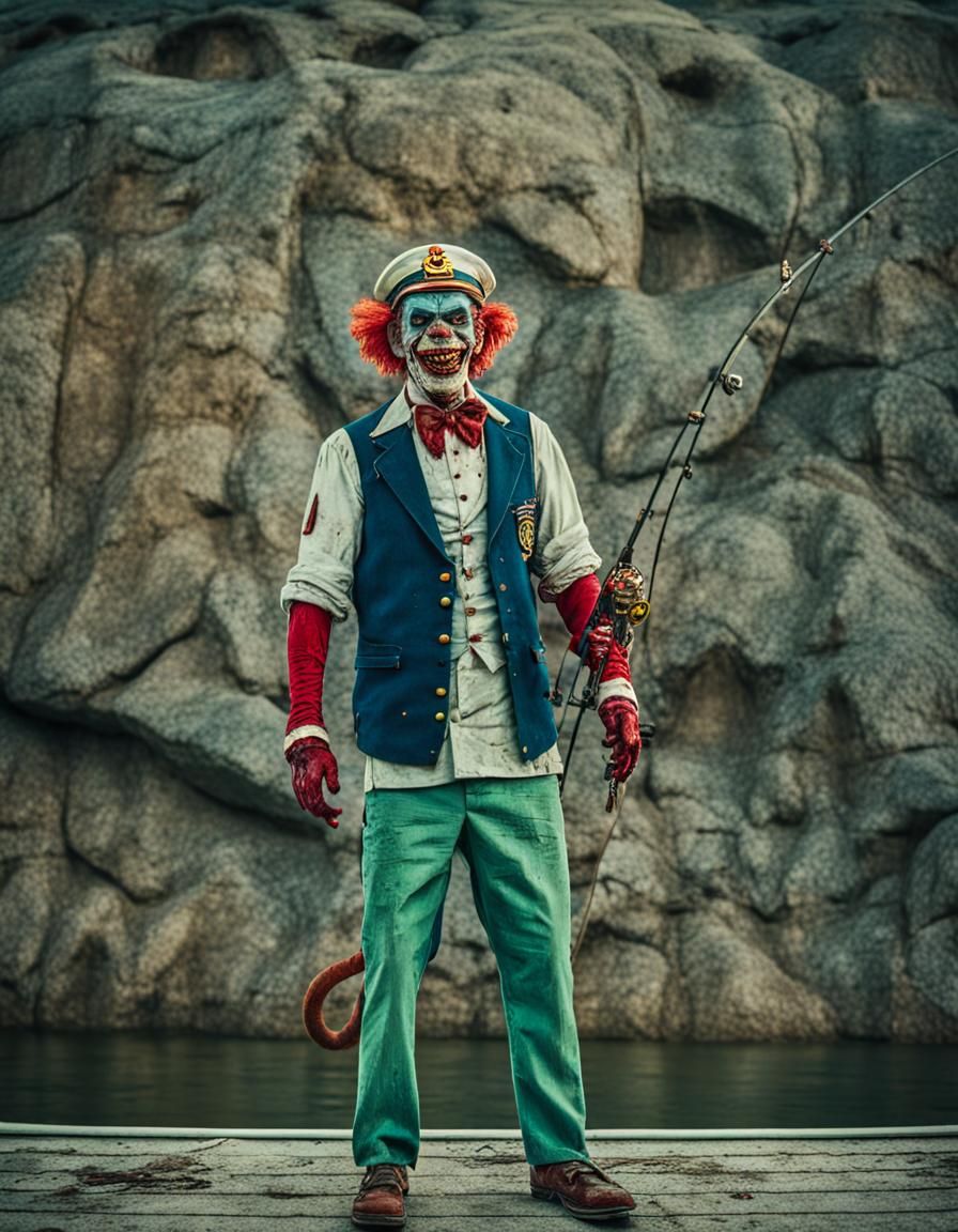 Zombie Monkey Clown Captain: A Cinematic Film Still
