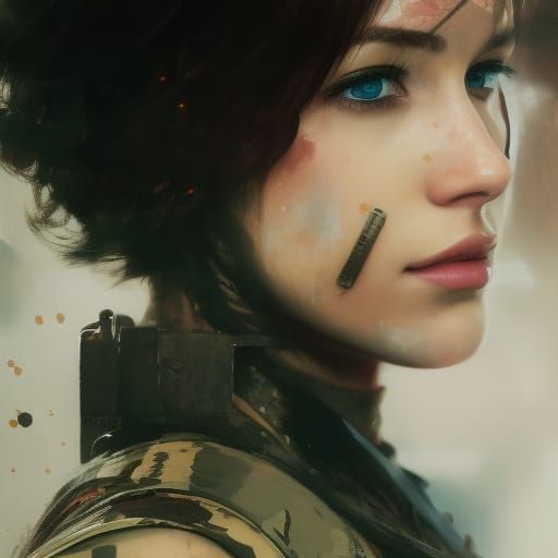 Detailed Portrait of Quiet Sniper as Oil Painting