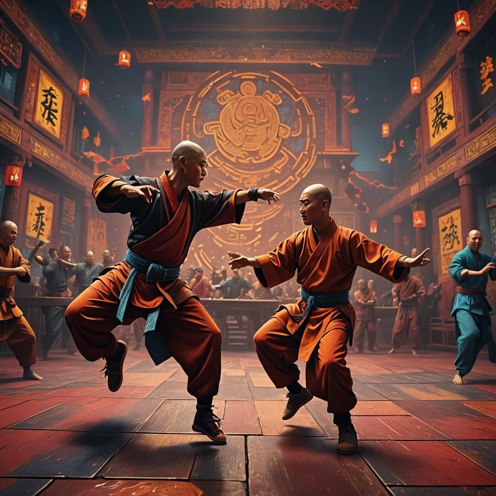 Shaolin Monks Dance on 80s Dancefloor