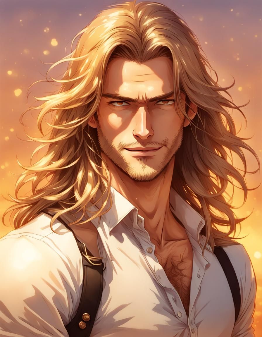 Manga Style Portrait of a Muscular German Man