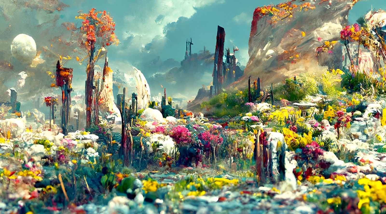 Post-Apocalyptic Superbloom in Hyperrealistic Style