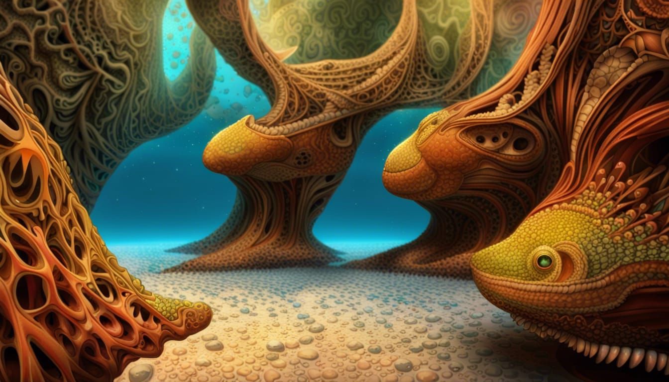 Abstract Interdimensional Structure with Fractal and Skeleta...