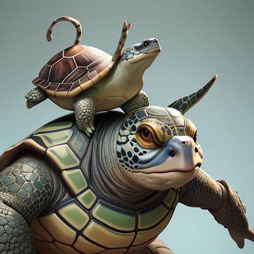 Ceramic Turtles in Splash Art Style