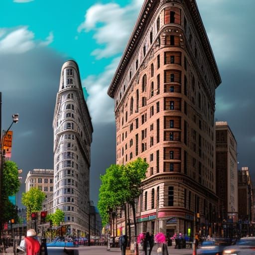 Flatiron Building on Busy Street: Digital Matte Painting