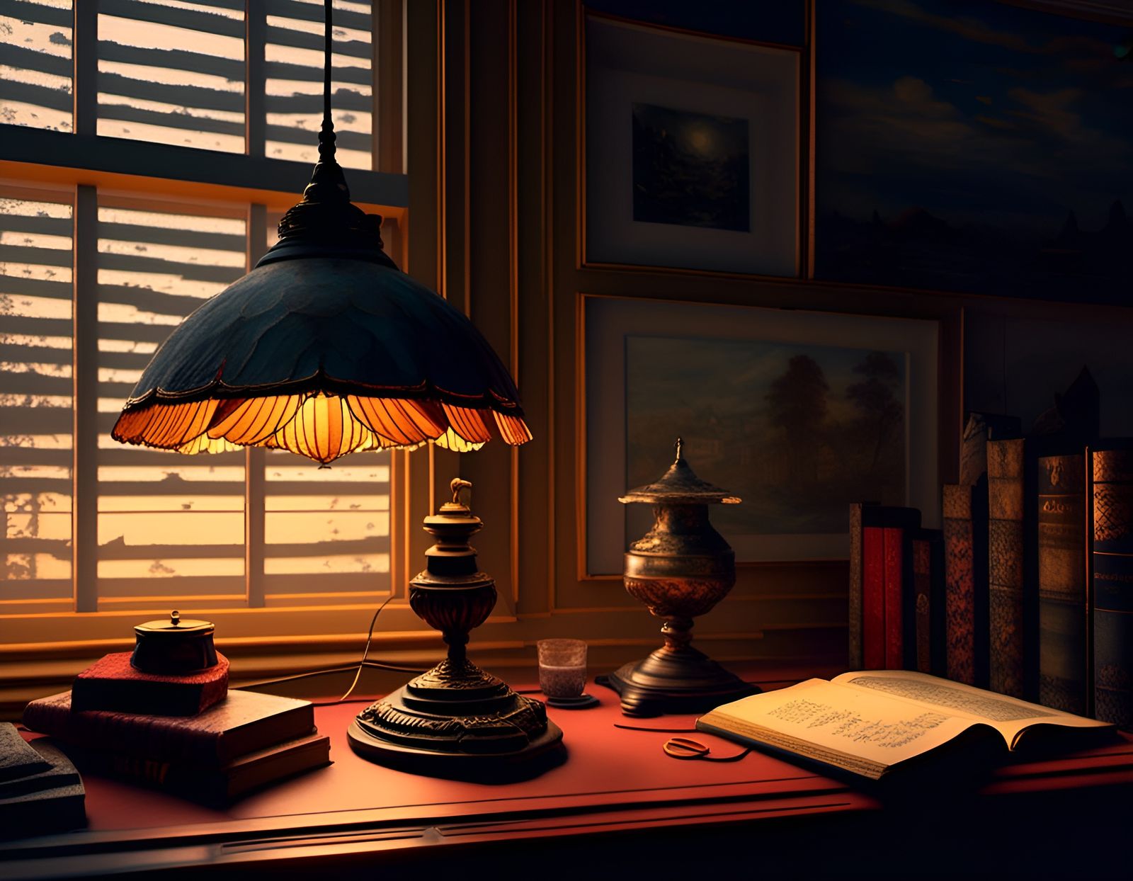 Lamp Light in Surreal Film Noir Style