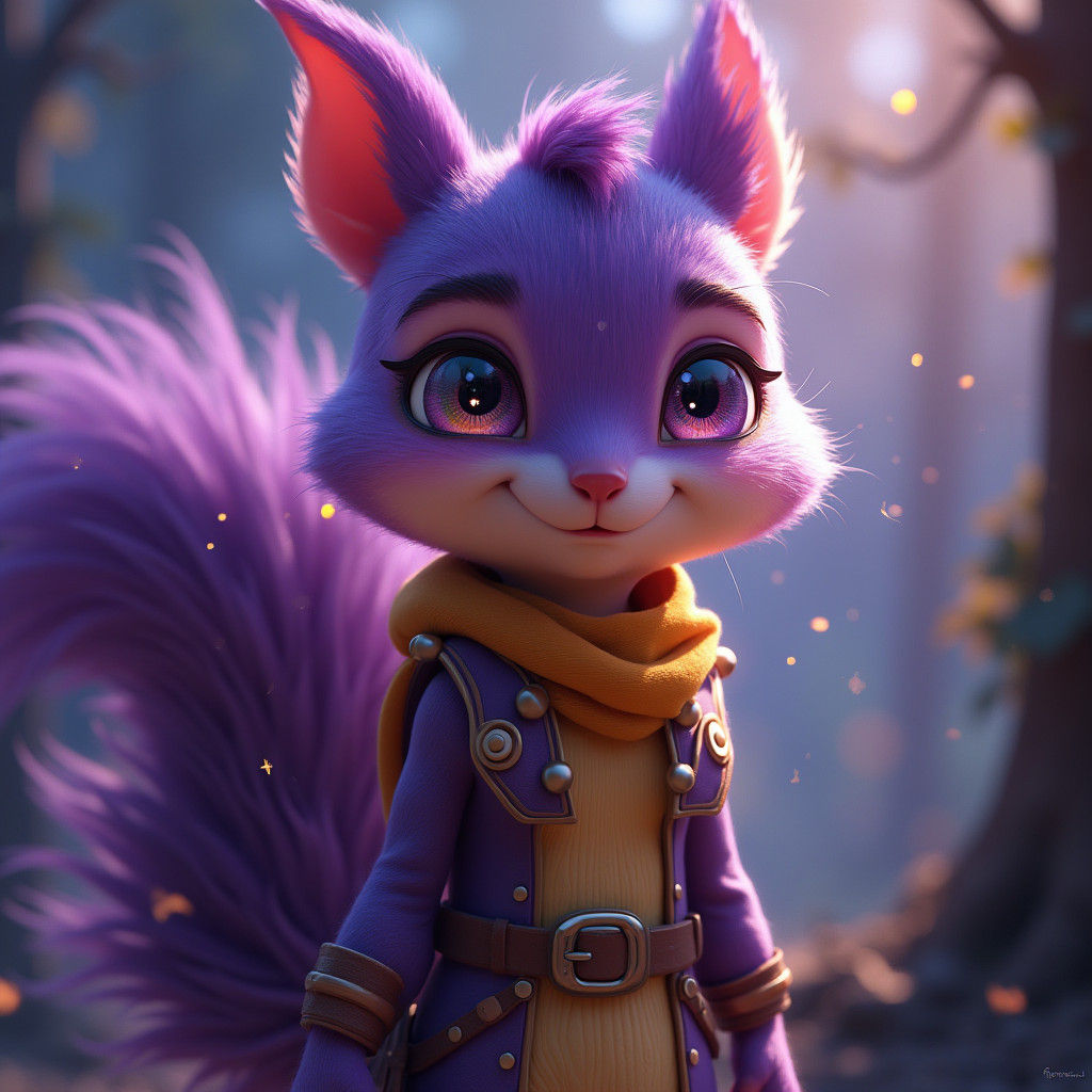 Star-Eyed Squirrel Hero in Dark Fantasy Style