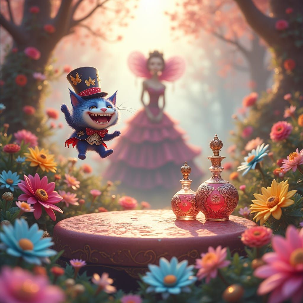 Whimsical Wonderland Chibi Mad Hatter Scene