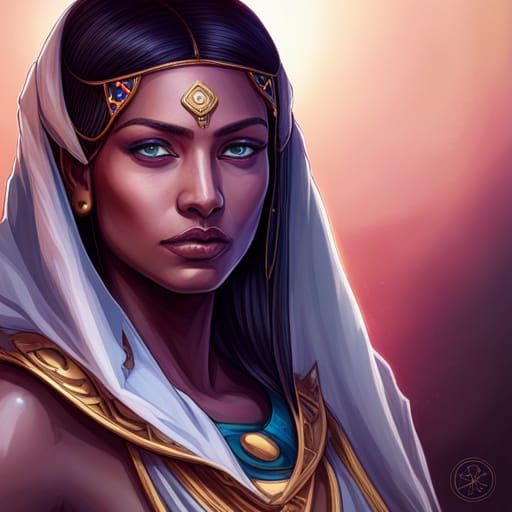 Egyptian Priestess Portrait in Hyperdetailed Concept Art