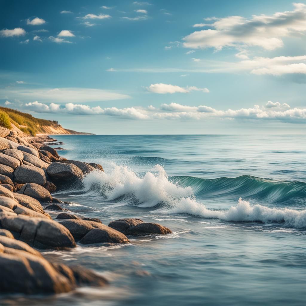 Breathtaking Coastal Landscape with Warm Sunlight