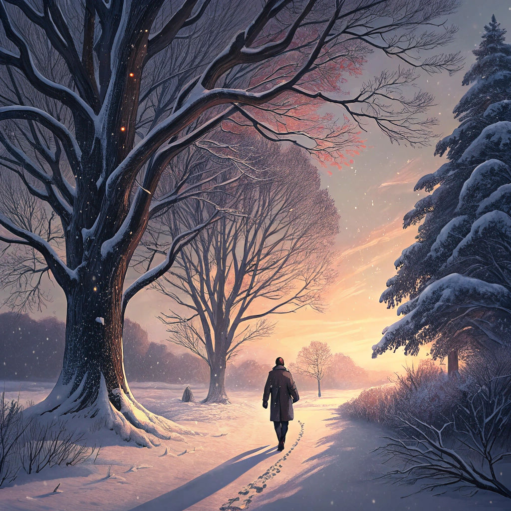 Winter Morning Walk: A Romantic Painting