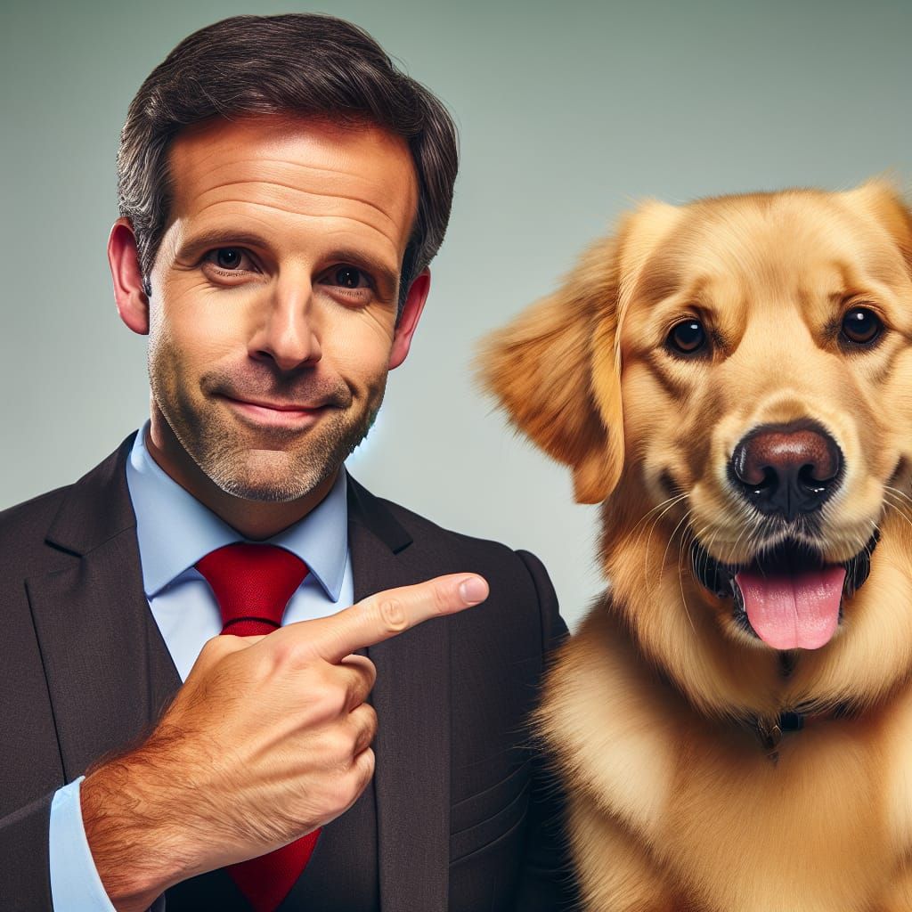 Welsh Politician Points at Golden Retriever