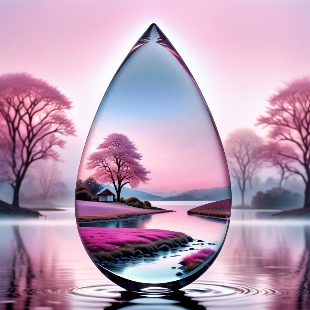 Dreamlike Watercolour Teardrop Reflects World