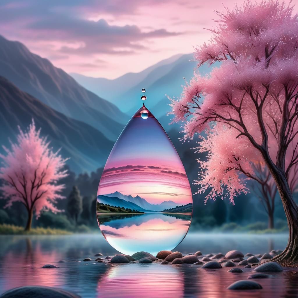 Dreamlike Teardrop Reflects World in Watercolor