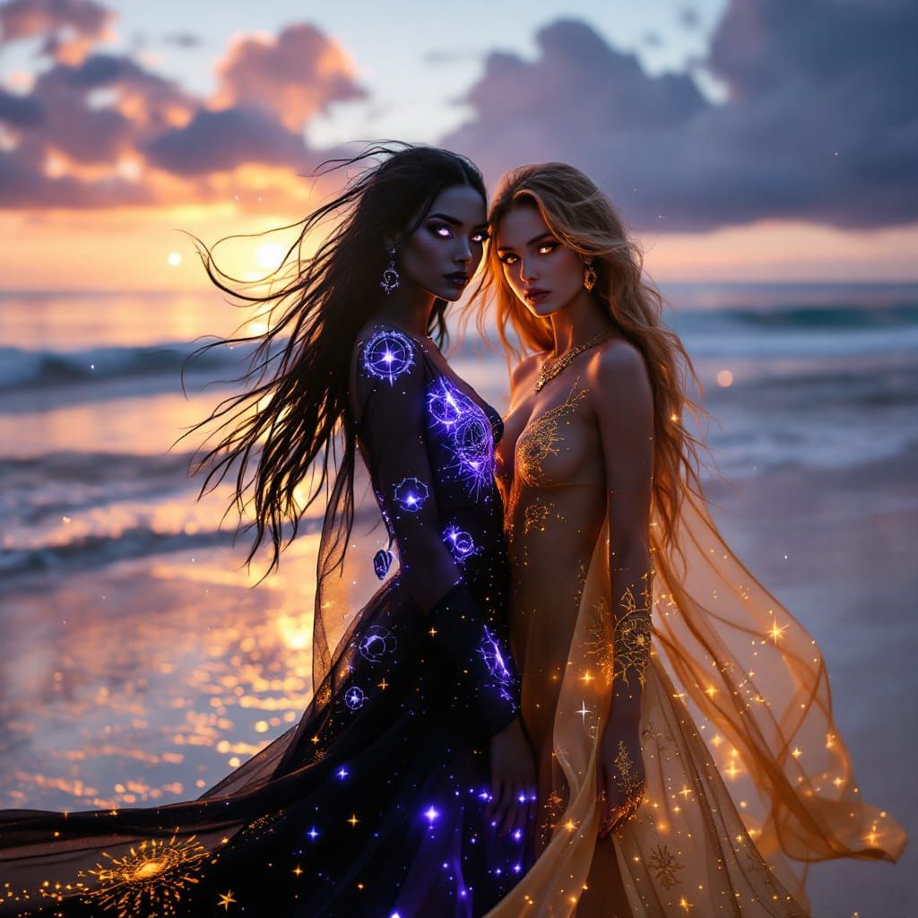 Cosmic Sisters in Haute Couture Beach Gowns