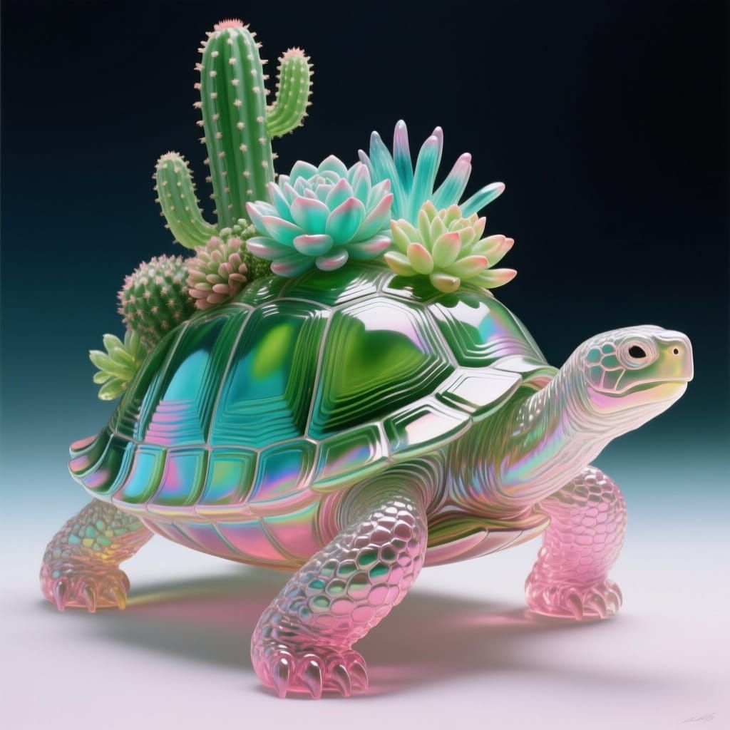 Glass Tortoise Garden: A Surreal Glass Sculpture