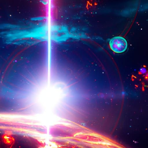 Flowers and Sunset in Space, Hyperdetailed Digital Art