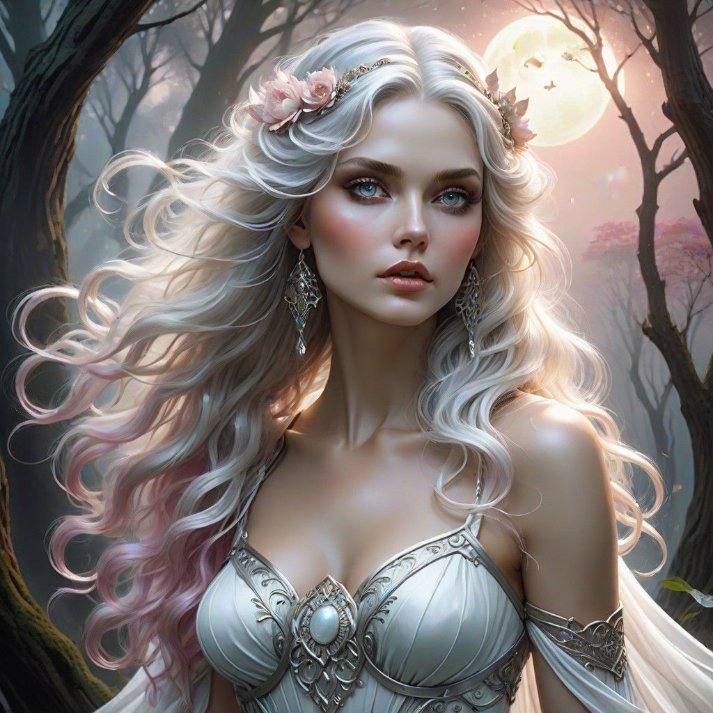 Lunar Goddess in Ethereal Forest