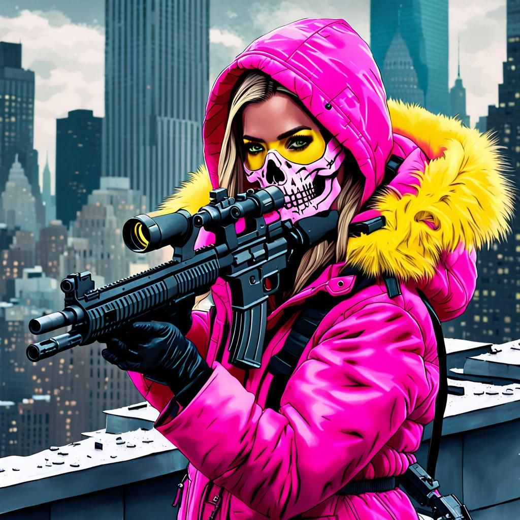 Khloe Kardashian as Assassin in Cinematic Action Shot