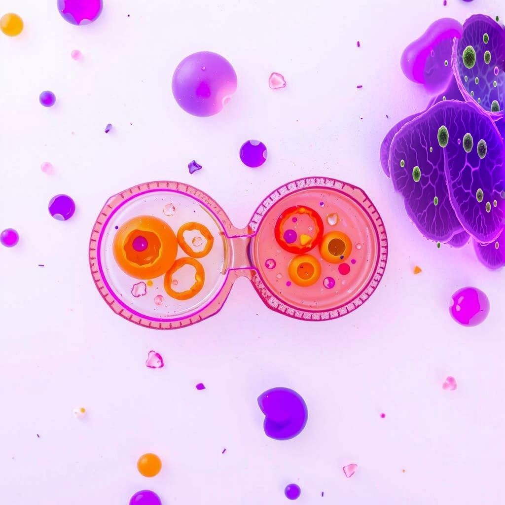 Green Amoebas Dividing: A Monochromatic Scientific Illustrat...