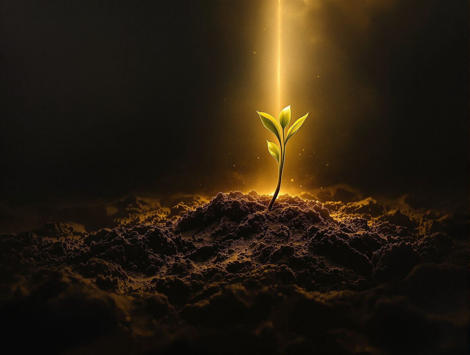 Seed Pushing Towards Light in Chiaroscuro Style