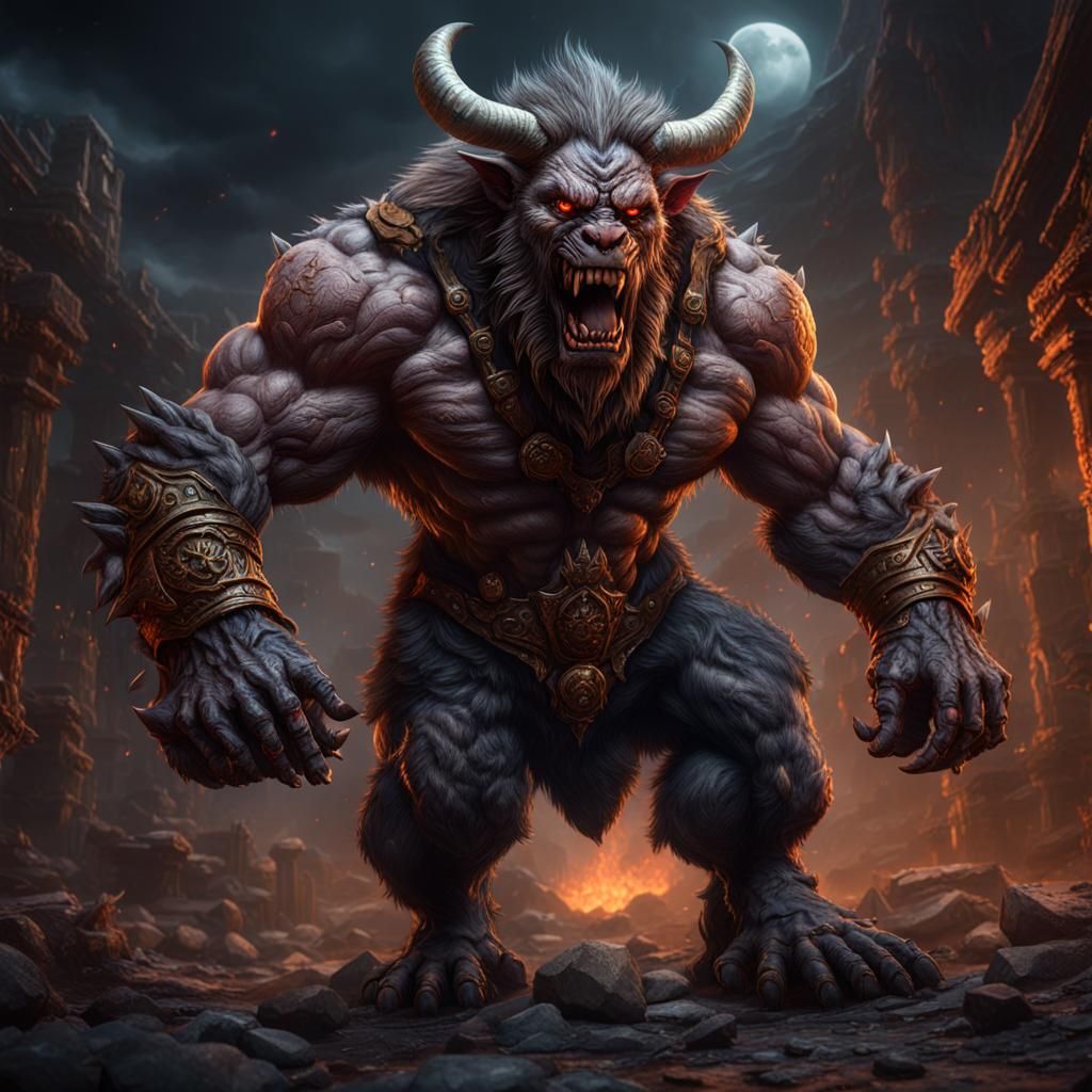 Demonic Wereboar Bodybuilder: Fantasy Concept Art