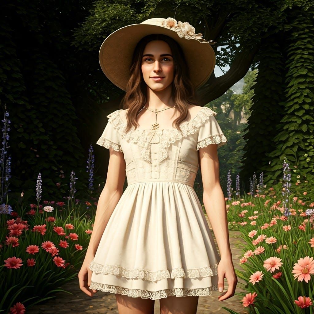 Whimsical Male Form in Floral Paradise