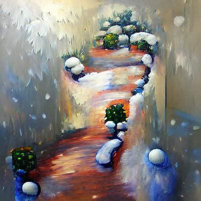 Winter Pathway Painting in Oil on Canvas