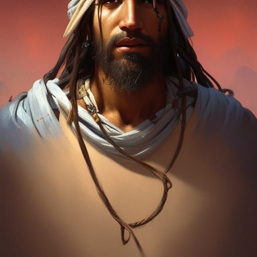 Bleeding Figure on Cross: Hyperdetailed Concept Art