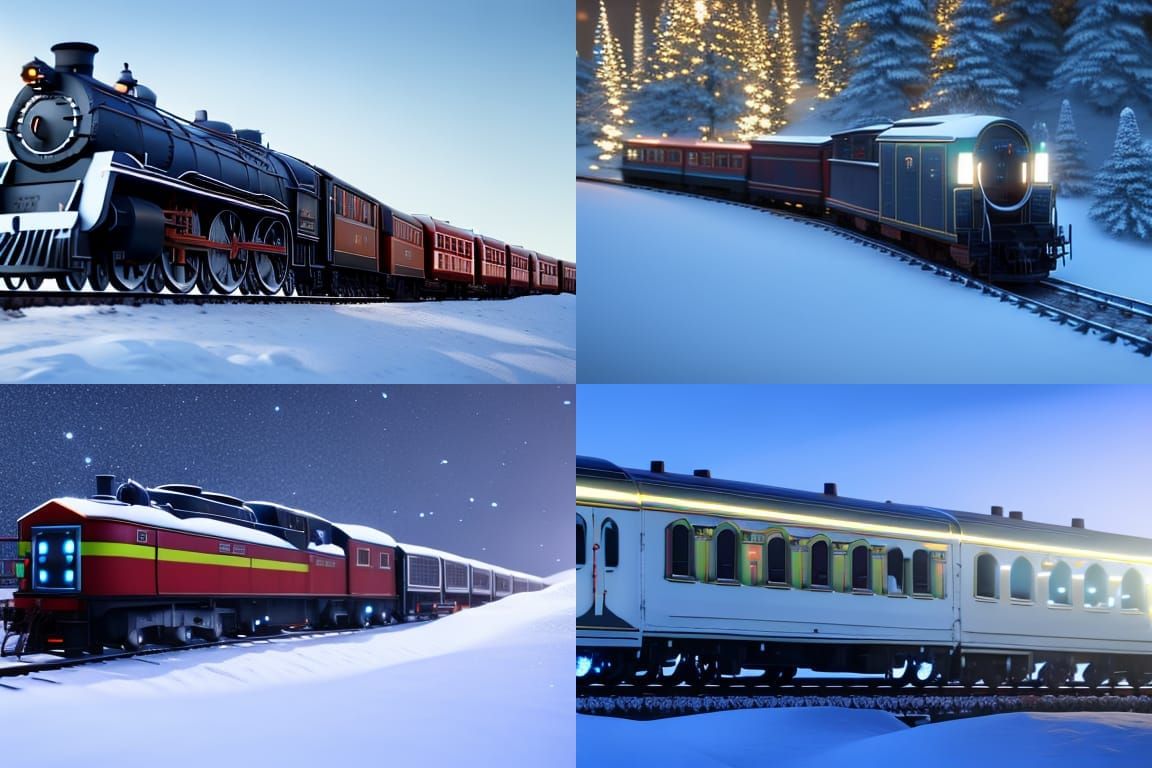 Holiday Snow Train to North Pole in Winter Lights