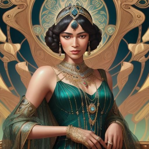 Art Deco Portrait of a Flapper in Candy Art Style