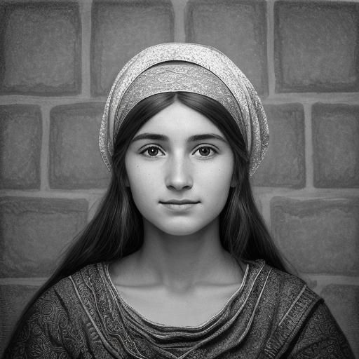 Medieval Basque Woman in Charcoal Drawing Style