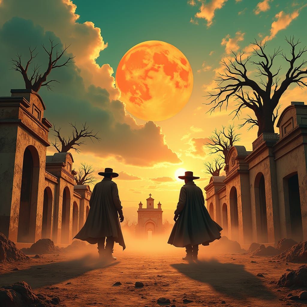 Epic Western Showdown in a Mexican Cemetery