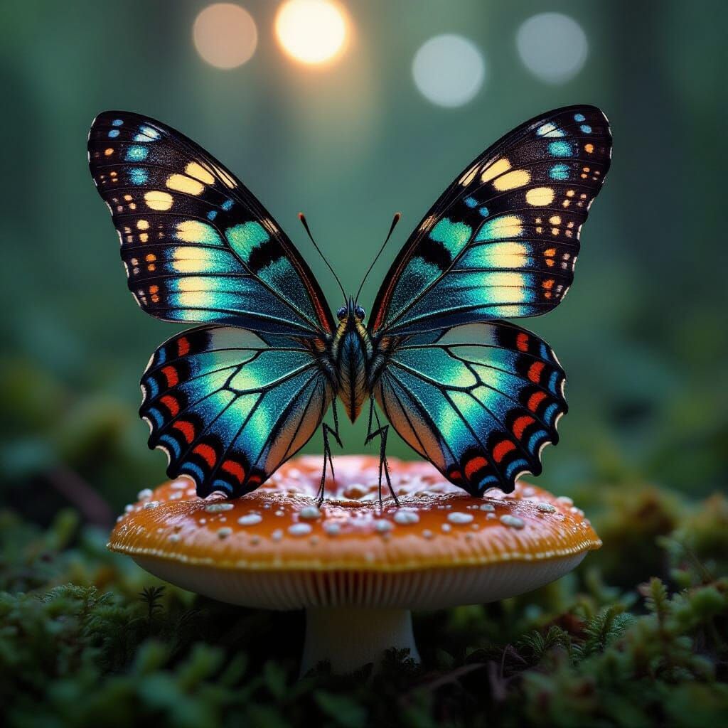 Lepidopteran Empress with Neon Geometric Wings