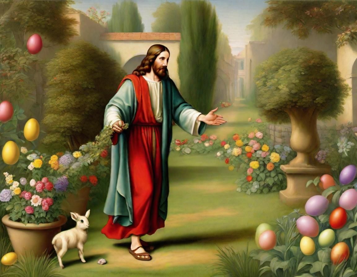 Jesus Easter Egg Hunt in Raphael Style