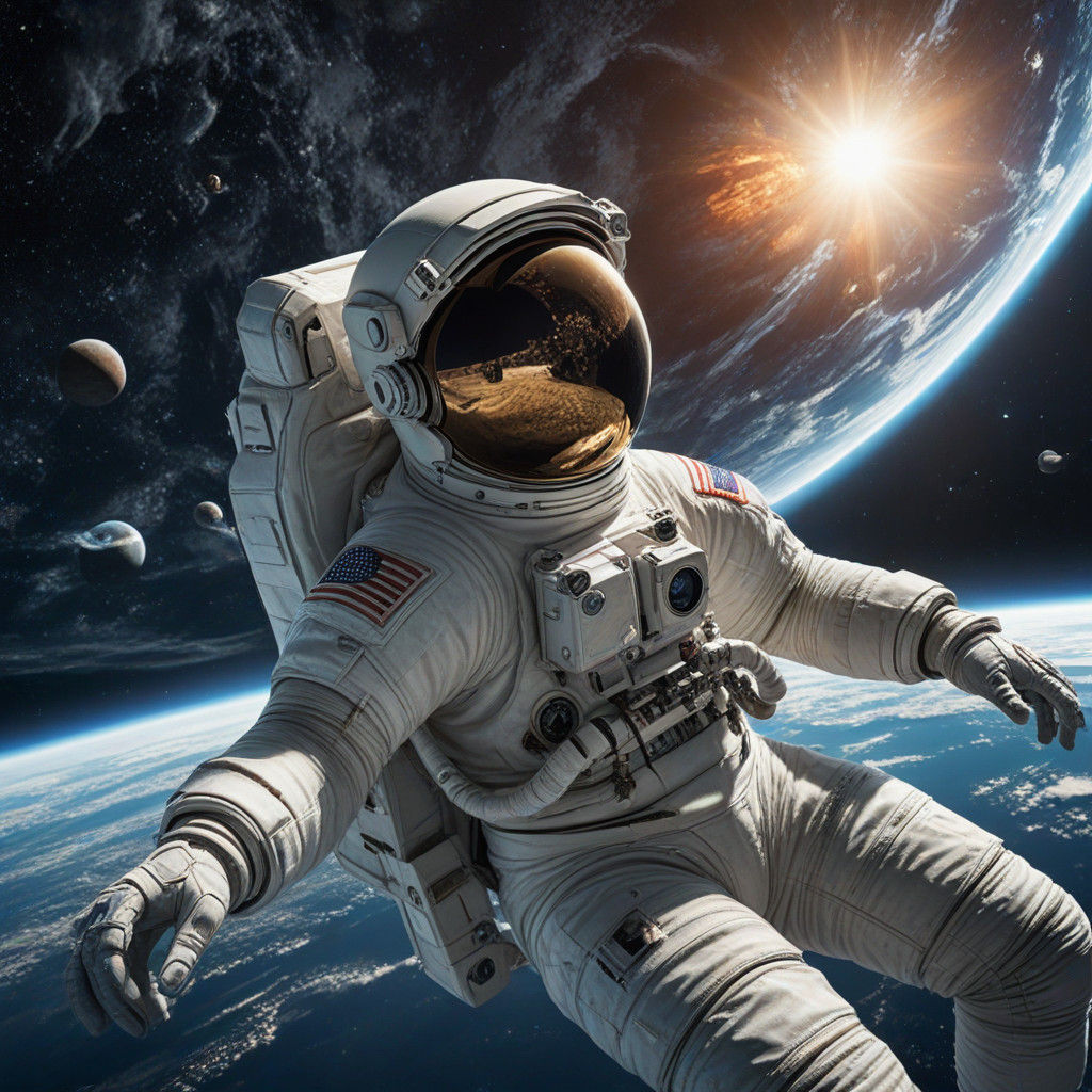 Hyperrealistic Astronaut in Zero Gravity