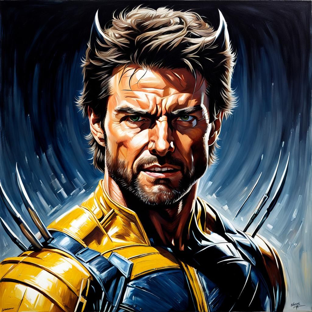 Heroic Clawed Figure in Oil Painting